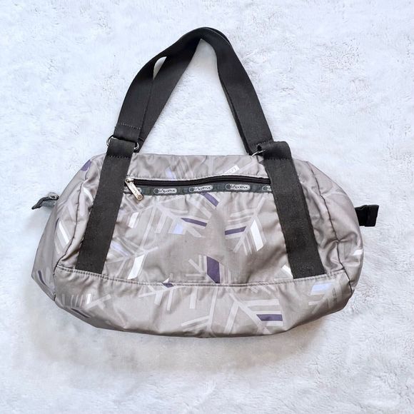 LeSportsac Suzette Satchel Tavel Bag Gray Print Lightweight Shoulder Bag - Picture 3 of 9